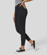 Load image into Gallery viewer, Royal Wolf Skinny Crossover Gym Soft Black Knitted Women Leggings