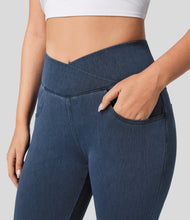 Load image into Gallery viewer, Royal Wolf Skinny Crossover Sport Super Stretch Yoga Blue Women Leggings