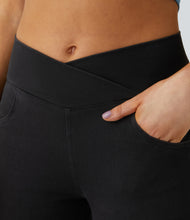 Load image into Gallery viewer, Royal Wolf Skinny Crossover Gym Soft Black Knitted Women Leggings
