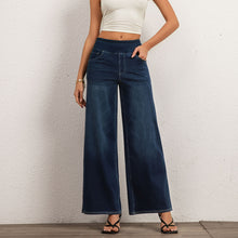 Load image into Gallery viewer, Shascullfites Melody High Waisted Pocket Washed Casual Jeans Washed Denim Bleached Dark Blue Pants Wide Leg Jeans Woman Stretch