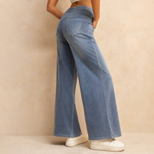 Load image into Gallery viewer, Shascullfites Melody High-Waisted Wide-Leg Jeans Light Blue Women's Stretchy Knit Trousers with Multiple Pockets for Work