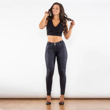 Load image into Gallery viewer, Shascullfites Melody Crackle Black Coated Middle Waist Lifting Pants Pu Leather Leggings Sexy Tight-fitting Ladies Stretch Pants