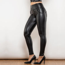 Load image into Gallery viewer, Shascullfites Melody Matt Black PU Leather Leggings Zip Up High Rise Pants Club Party Casual Chic Straight Leg Pants
