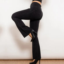 Load image into Gallery viewer, Shascullfites Melody Black Flared Lift Jeggings Button Up Flare Jeans Shaping Bum Lift Pants High Waist Jeans Women
