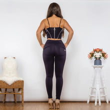 Load image into Gallery viewer, Shascullfites Melody Body Shaper Set Black Cotton Set Zipper Tanks Crop Top High Waist Black Butt Lift Leggings Pant Sets