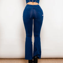 Load image into Gallery viewer, Shascullfites Melody Dark Blue Flared Lift Jeggings Button Up Jeans Bum Lift Jeans High Waist Flare Jeans Women