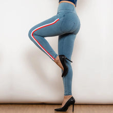 Load image into Gallery viewer, Shascullfites Melody Fashion Side Stripe Skinny Slim Fit Jeans Butt Lifting Female Casual Elasticity Pencil Denim Pants