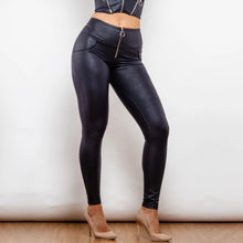 Load image into Gallery viewer, Shascullfites lulu Ring Zipper Black High Waist Crackle Leggings Women Sexy Thin Leggings Sculpture Leggings