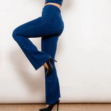 Load image into Gallery viewer, Shascullfites Melody Dark Blue Flared Lift Jeggings Button Up Jeans Bum Lift Jeans High Waist Flare Jeans Women