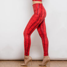 Load image into Gallery viewer, Shascullfites lulu High Waist Red Snake Pattern Printing Skinny Long Pants Sexy Elastic Push Up Leggings