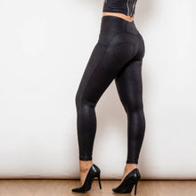 Load image into Gallery viewer, Shascullfites lulu Crackle Black Coated Lifting Pants Button Up High Waist Bum Lift Leggings Sexy Sculpture Leggings