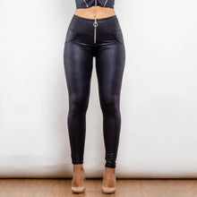Load image into Gallery viewer, Shascullfites lulu Ring Zipper Black High Waist Crackle Leggings Women Sexy Thin Leggings Sculpture Leggings