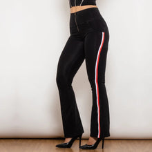 Load image into Gallery viewer, Shascullfites Melody Scrunch Bum Jeans Black Denim Flare Jeans Side Stripe Pencil Pants Streetwear Push Up Jeans