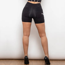 Load image into Gallery viewer, Shascullfites Melody High Waist Black Lift Jeggings Shorts with Stripe Women Denim Short Shaping Sport Shorts