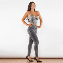 Load image into Gallery viewer, Shascullfites Melody Denim Grey Shapers Butt Lift Push Up Jeans Two Piece Sets Womens Outifits Sexy Party Club Wear