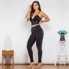 Load image into Gallery viewer, Shascullfites Shaper Set Black Denim Zipper Shaper Push Up Top High Waist Skinny Jeans Two Piece Sets Womens Outifits