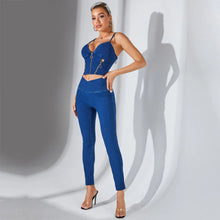 Load image into Gallery viewer, Shascullfites Melody X Cross Regular V Shape Jeggings Blue High Waist Jeans Skinny High Stretch Jeans Women Pants