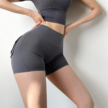 Load image into Gallery viewer, Shascullfites Melody Sports Yoga Cargo Shorts with Pockets Women Summer High Waist Tight Gym Workout Running Shorts
