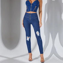 Load image into Gallery viewer, Shascullfites Melody High Waist Blue Washed Ripped Lifting Jeans Booty Shaping Jeans Scrunch Bum Jeggings