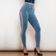Load image into Gallery viewer, Shascullfites Melody Fashion Side Stripe Skinny Slim Fit Jeans Butt Lifting Female Casual Elasticity Pencil Denim Pants