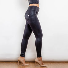 Load image into Gallery viewer, Shascullfites lulu Ring Zipper Black High Waist Crackle Leggings Women Sexy Thin Leggings Sculpture Leggings