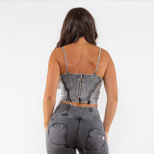 Load image into Gallery viewer, Shascullfites Melody Shapers for Women Denim Zipper Crop Top Camis Sexy Streetwear Tops Tights Nightclub Wear