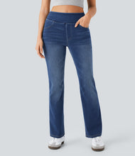 Load image into Gallery viewer, Royal Wolf High-Waisted Bootcut Blue Washed Stretchy Knit Casual Women Jeans
