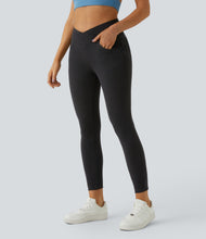 Load image into Gallery viewer, Royal Wolf Skinny Crossover Gym Soft Black Knitted Women Leggings
