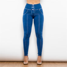 Load image into Gallery viewer, Shascullfites Melody Tailored Woman Denim Pencil Pants Stretch Jeans High Waist Pants Women Button Push Up Jeans Scrunch Bum Leggings
