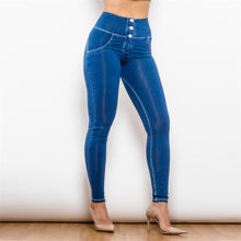 Load image into Gallery viewer, Shascullfites Melody Tailored Woman Denim Pencil Pants Stretch Jeans High Waist Pants Women Button Push Up Jeans Scrunch Bum Leggings
