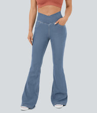 Load image into Gallery viewer, Royal Wolf Flared Crossover Bell Bottom Slim Stretch Soft Women Jeans
