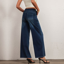 Load image into Gallery viewer, Shascullfites Melody High Waisted Pocket Washed Casual Jeans Washed Denim Bleached Dark Blue Pants Wide Leg Jeans Woman Stretch
