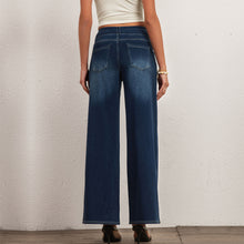 Load image into Gallery viewer, Shascullfites Melody High Waisted Pocket Washed Casual Jeans Washed Denim Bleached Dark Blue Pants Wide Leg Jeans Woman Stretch
