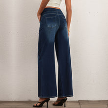 Load image into Gallery viewer, Shascullfites Melody High Waisted Pocket Washed Casual Jeans Washed Denim Bleached Dark Blue Pants Wide Leg Jeans Woman Stretch
