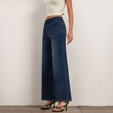 Load image into Gallery viewer, Shascullfites Melody High Waisted Pocket Washed Casual Jeans Washed Denim Bleached Dark Blue Pants Wide Leg Jeans Woman Stretch
