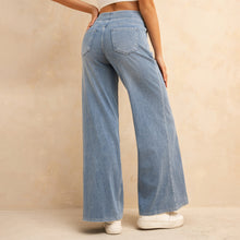 Load image into Gallery viewer, Shascullfites Melody Women's High-Waisted Wide-Leg Jeans Light Blue Casual Knitted Pants with Pockets Baggy Fit
