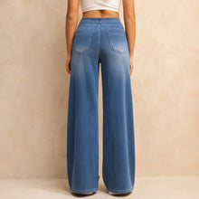 Load image into Gallery viewer, Shascullfites Melody High-Waisted Tummy Control Jeans Women's Retro Blue Flare Jeans with Pockets Casual Wide Leg Jeans
