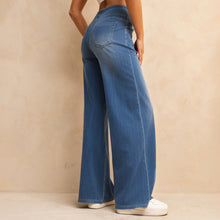 Load image into Gallery viewer, Shascullfites Melody High-Waisted Tummy Control Jeans Women's Retro Blue Flare Jeans with Pockets Casual Wide Leg Jeans
