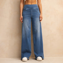 Load image into Gallery viewer, Shascullfites Melody High-Waisted Tummy Control Jeans Women's Retro Blue Flare Jeans with Pockets Casual Wide Leg Jeans
