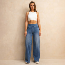 Load image into Gallery viewer, Shascullfites Melody High-Waisted Tummy Control Jeans Women's Retro Blue Flare Jeans with Pockets Casual Wide Leg Jeans
