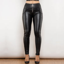 Load image into Gallery viewer, Shascullfites Melody Matt Black PU Leather Leggings Zip Up High Rise Pants Club Party Casual Chic Straight Leg Pants
