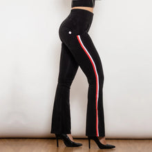 Load image into Gallery viewer, Shascullfites Melody Scrunch Bum Jeans Black Denim Flare Jeans Side Stripe Pencil Pants Streetwear Push Up Jeans
