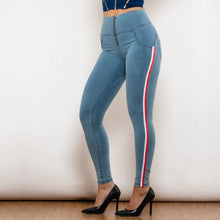 Load image into Gallery viewer, Shascullfites Melody Fashion Side Stripe Skinny Slim Fit Jeans Butt Lifting Female Casual Elasticity Pencil Denim Pants
