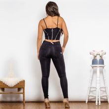 Load image into Gallery viewer, Shascullfites Shaper Set Bum Lift Black Jeans Zipper Crop Top Sexy V Neck Tank Top Two Piece Sets Womens Outifits
