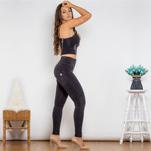 Load image into Gallery viewer, Shascullfites Shaper Set Black Denim Zipper Shaper Push Up Top High Waist Skinny Jeans Two Piece Sets Womens Outifits
