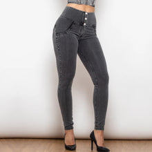 Load image into Gallery viewer, Shascullfites Melody Grey Lift Jeggings Button Up Women Jeans Butt Lift Jeans Women Pants Shaping Jeans High Waist Pencil Pants
