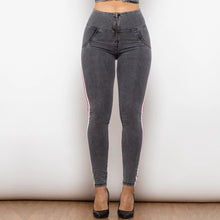 Load image into Gallery viewer, Shascullfites Melody High Waist Dark Thread Grey Jeans with Stripe Jeans Bum Lift Pants Shaping Jeggings Women Pants
