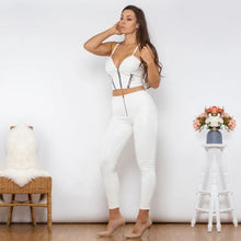 Load image into Gallery viewer, Shascullfites Melody White Faux Leather Women Set Zipper Shaper Crop Top High Waist Butt Lift White Leggings Pant Sets Bodysuit
