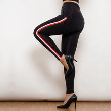 Load image into Gallery viewer, Shascullfites Melody Side Stripe High Waist Black Jeans Fashion Stretch Denim Slim Fit Bum Lift Pencil Pants Jeggings
