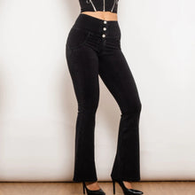 Load image into Gallery viewer, Shascullfites Melody Black Flared Lift Jeggings Button Up Flare Jeans Shaping Bum Lift Pants High Waist Jeans Women
